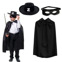 Zorro Pelerin ÅžapkasÄ± ve Maske Seti Ã‡ocuk Boy