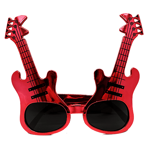 Kırmızı Renk Gitar Şekilli Parti Gözlüğü
