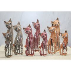 Ahşap 3'lü Kedi Seti 30 Cm Model 2